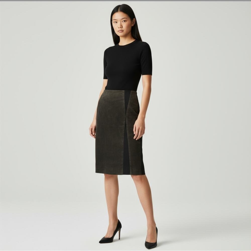 Poleci Black Brown Midi Size 6 Skirt